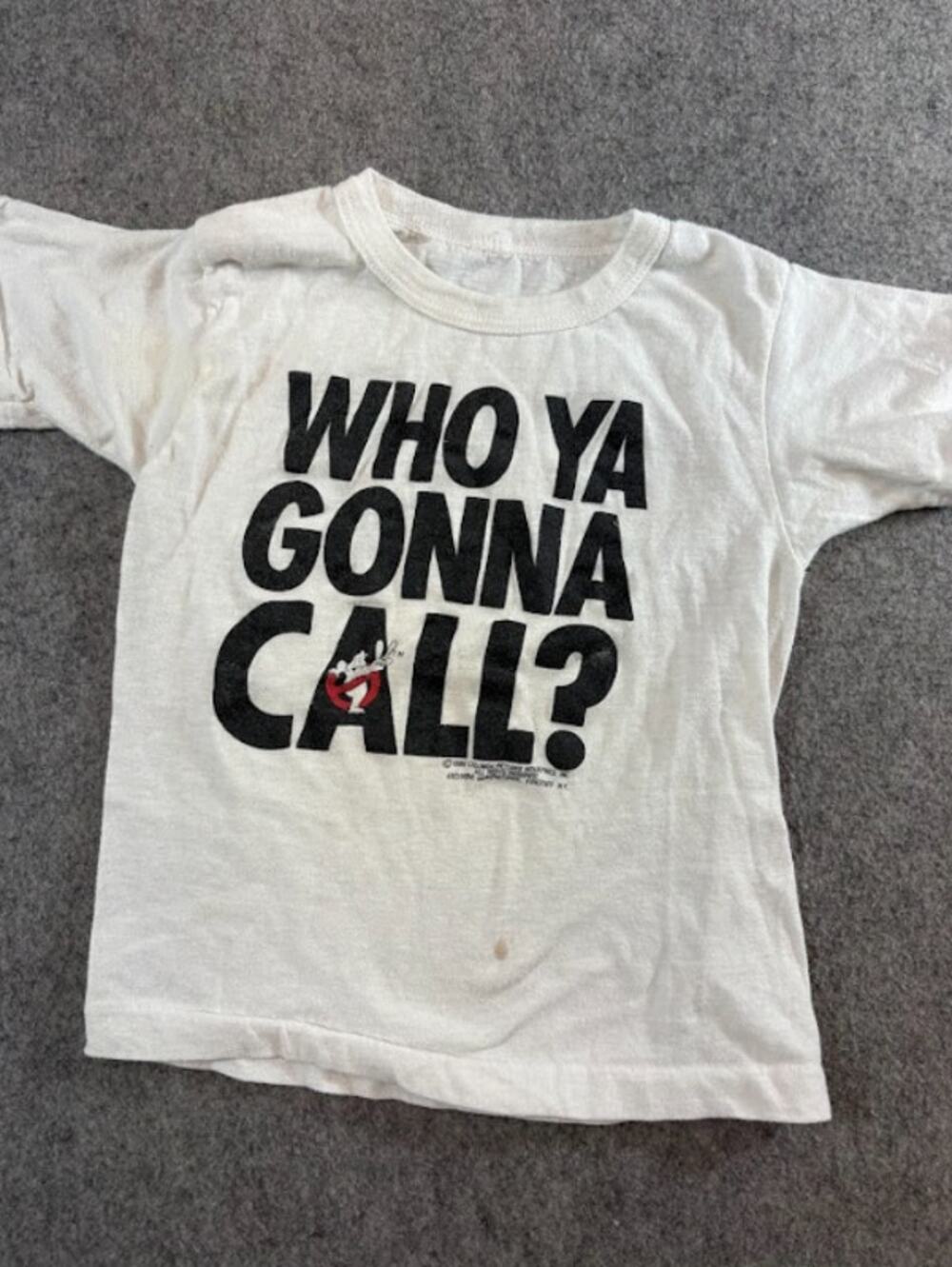 Vintage 80s Ghostbusters Who Ya Gonna Call Baby Tee Toddler 2T White Movie Promo